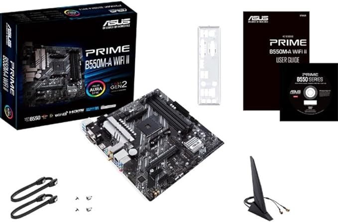 ASUS Prime B550M-A WiFi II AMD AM4 (3rd Gen Ryzen™) Micro ATX Motherboard (PCIe 4.0, WiFi 6, ECC Memory, 1Gb LAN, HDMI 2.1/D-Sub, 4K@60HZ, Addressable Gen 2 RGB Header and Aura Sync) ASUS Prime B550M-A WiFi II AMD AM4 (3rd Gen Ryzen™) Micro ATX Motherboard (PCIe 4.0, WiFi 6, ECC Memory, 1Gb LAN, HDMI 2.1/D-Sub, 4K@60HZ, Addressable Gen 2 RGB Header and Aura Sync)
